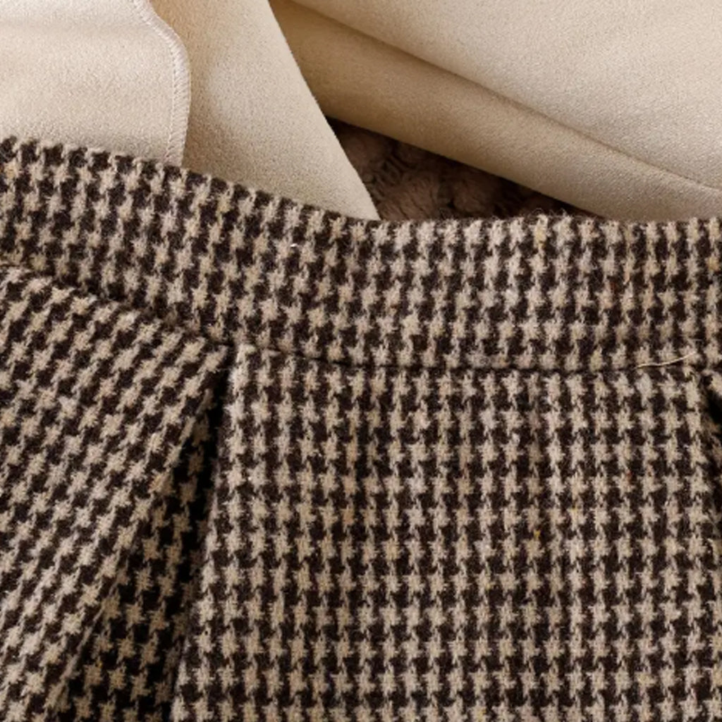 3pcs Girls Ruffle Trim Long Sleeve Lapel Top With Pleated Skirt & Hat (Shirt not included)