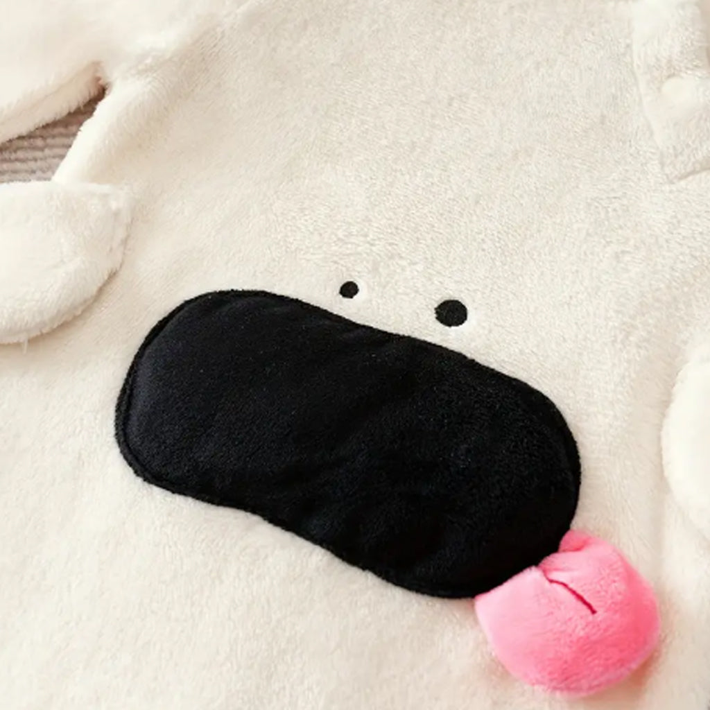 Baby Boy 3D Puppy Flannel Long-Sleeve Romper