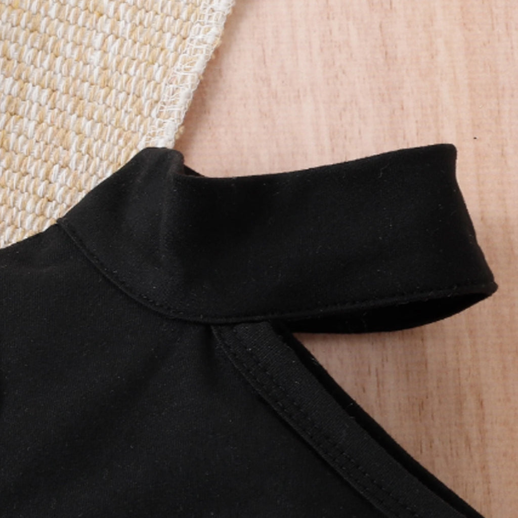 Baby Girl Solid Halter Tee & Flap Pocket Side Cargo Pants