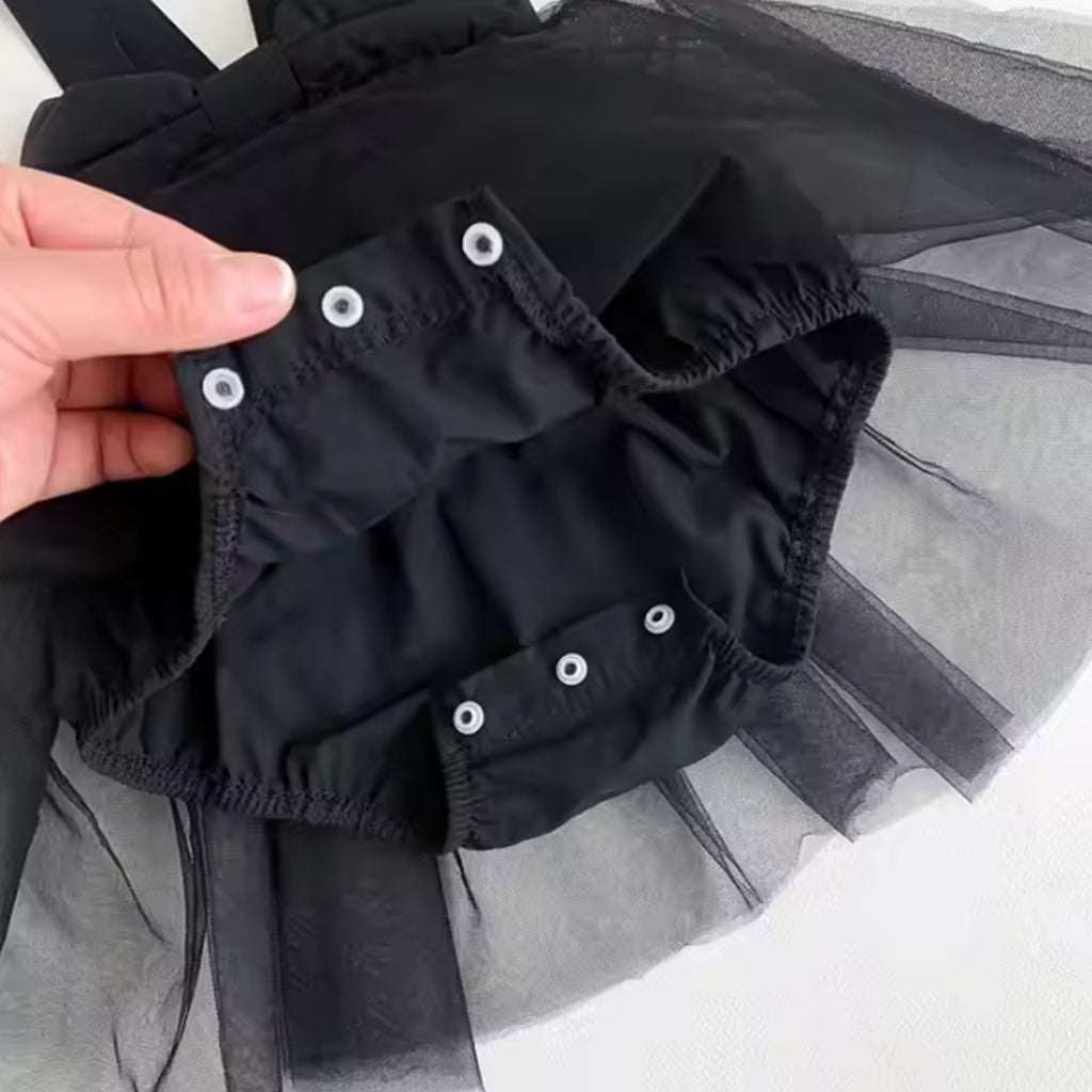 Baby Girl Cute Bowknot Design Sleeveless Mesh Party Romper