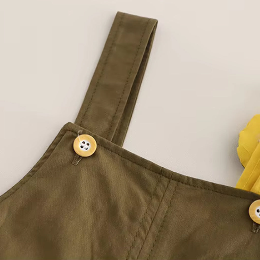 2Pcs Baby Boy Short Sleeve Solid Tee With Soft Giraffe Design Suspender