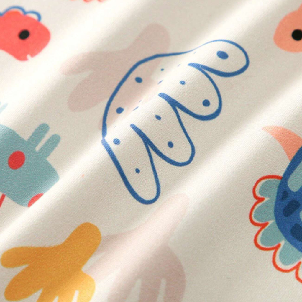 1pc Baby Boy Apricot Cartoon Dinosaur Print Long Sleeve Jumpsuit