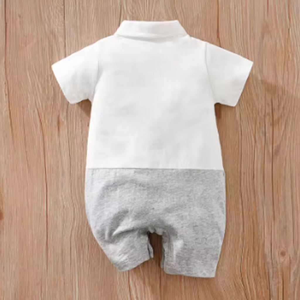 Baby Boy Classic Bow Tie Strap Long-sleeve Solid Jumpsuit