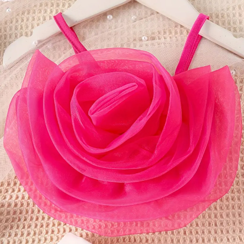 3pcs Baby Girl 3D Mesh Flower Decor Cami Top and Shorts with Crossbody Bag Set