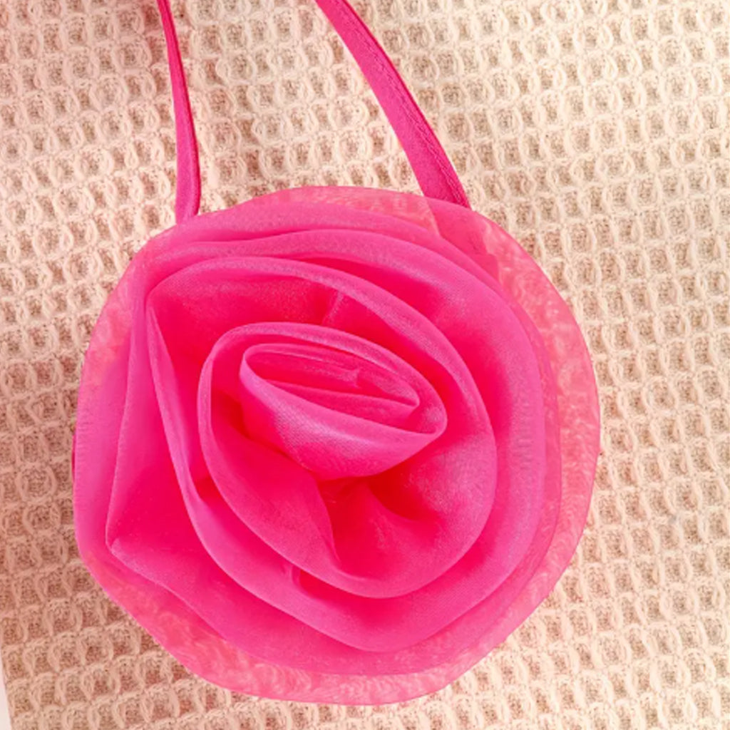 3pcs Baby Girl 3D Mesh Flower Decor Cami Top and Shorts with Crossbody Bag Set