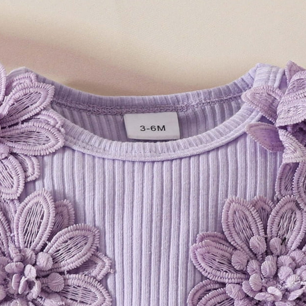 2pcs Baby Girls Elegant Lace Patchwork and Floral Embroidery Mesh Romper with Headband Set