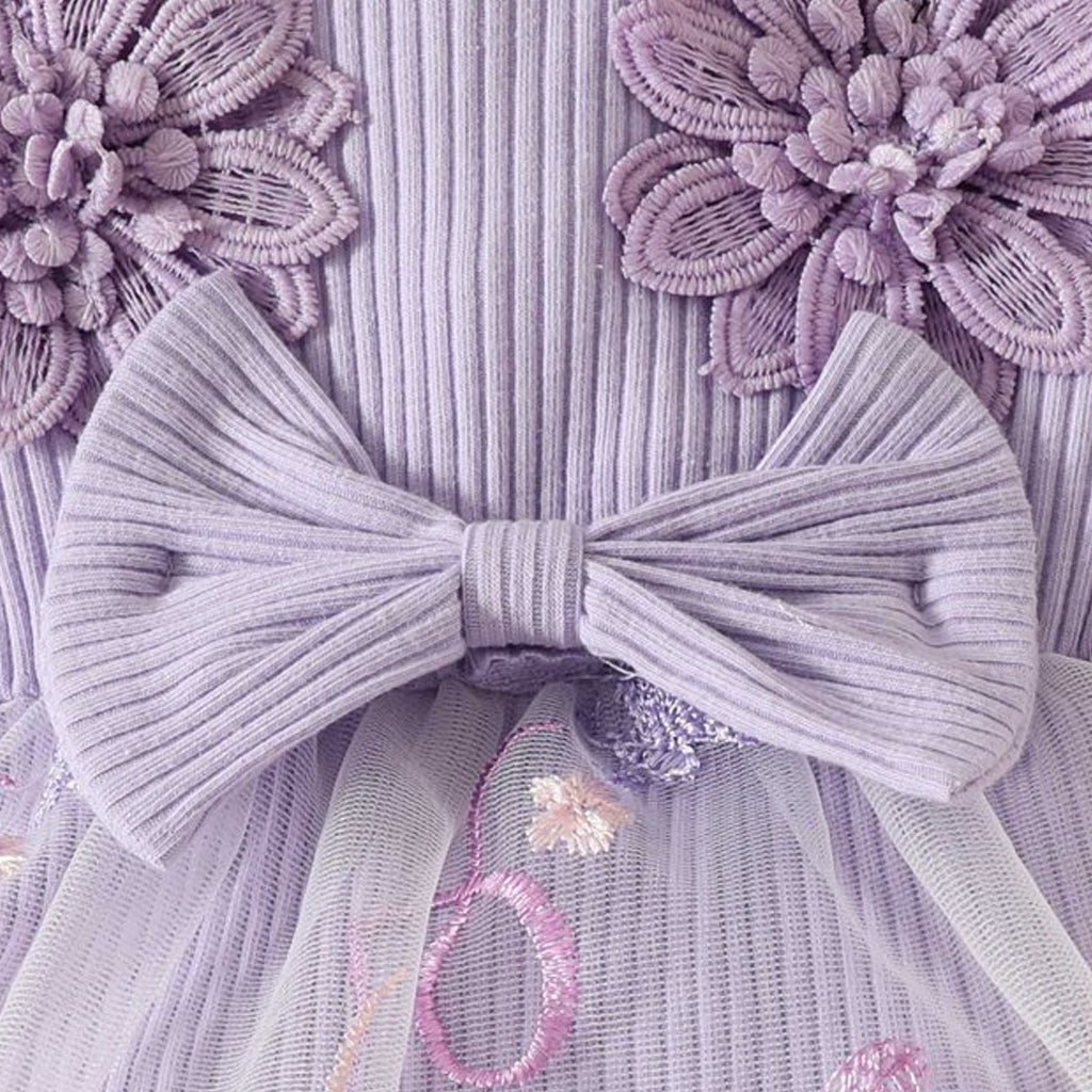 2pcs Baby Girls Elegant Lace Patchwork and Floral Embroidery Mesh Romper with Headband Set