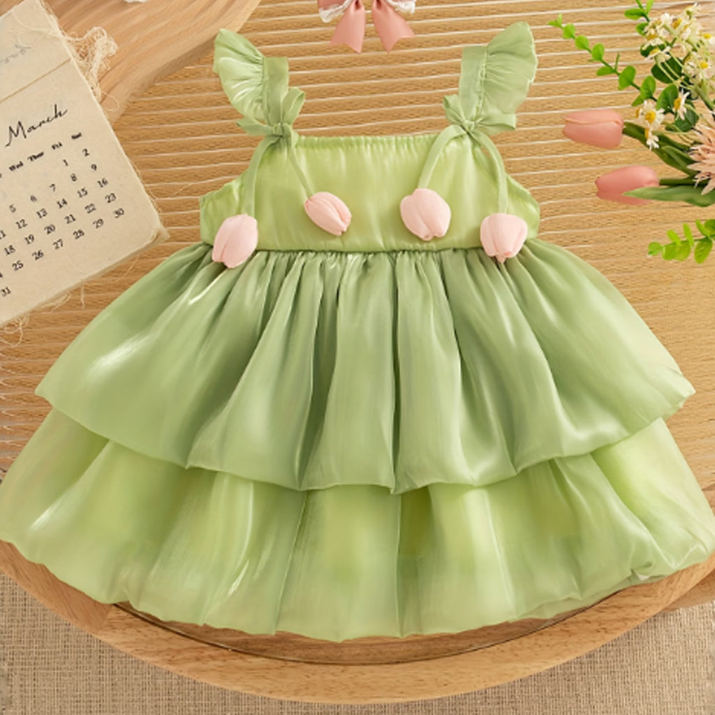 Baby Girl Pink Floral Layered Party Dress