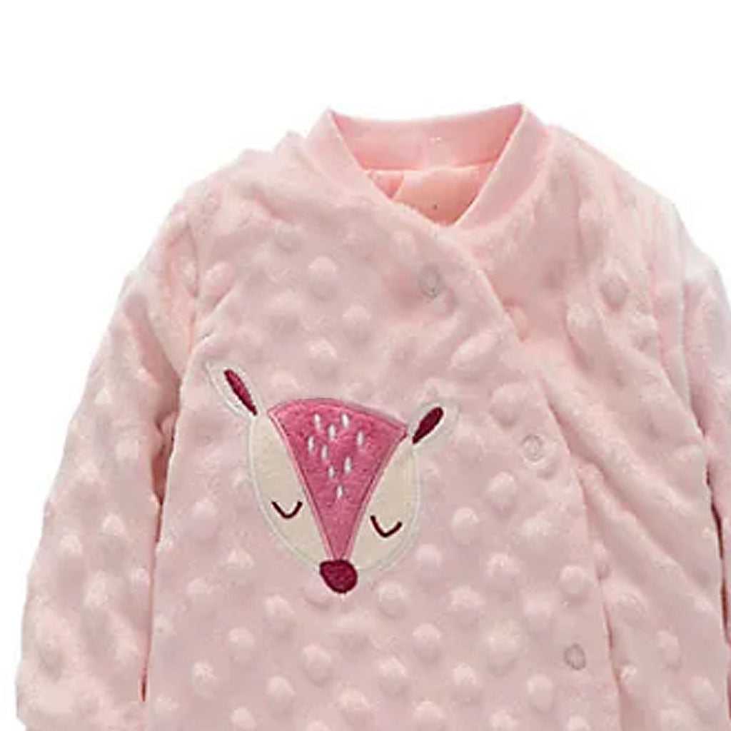 Warm Fox Design Long-sleeve Baby Jumpsuit and Swaddling Blanket