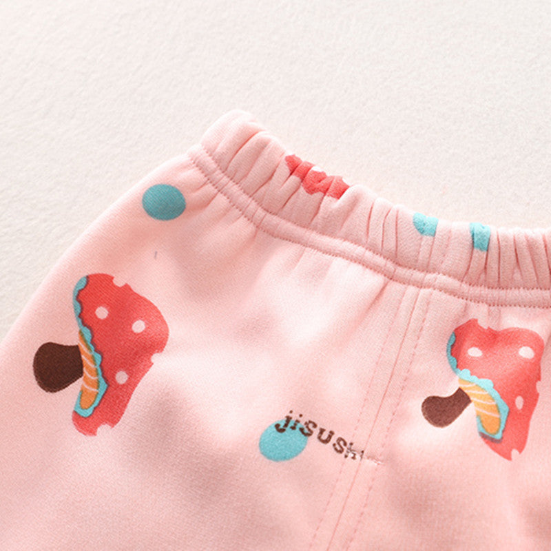 2-piece Toddler Girls Mushrooms Design Shirt and Elasticized Trouser Set