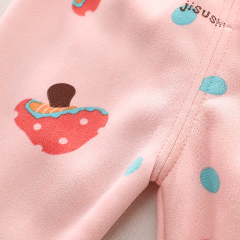 2-piece Toddler Girls Mushrooms Design Shirt and Elasticized Trouser Set