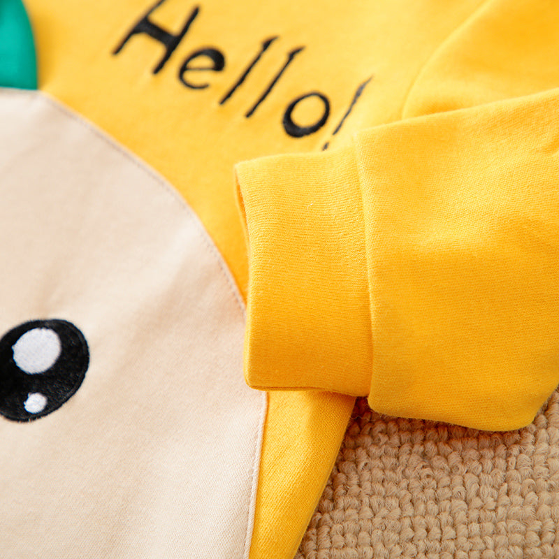 Baby Boy Hello Print Long-sleeve Jumpsuit