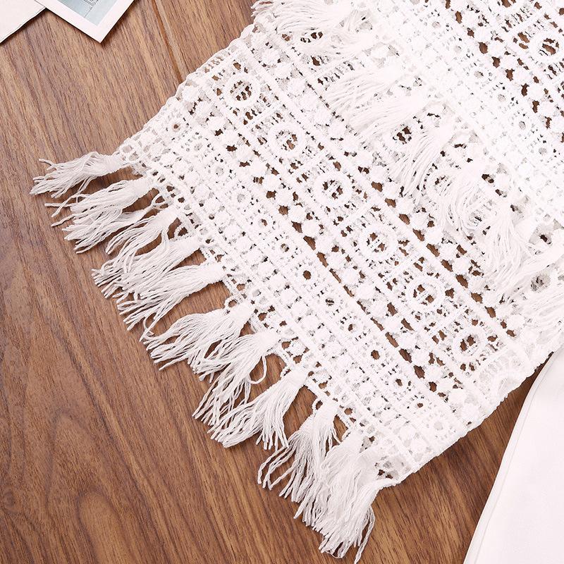 Baby Toddler Solid Lace Hollow Out Off Shoulder White Dress