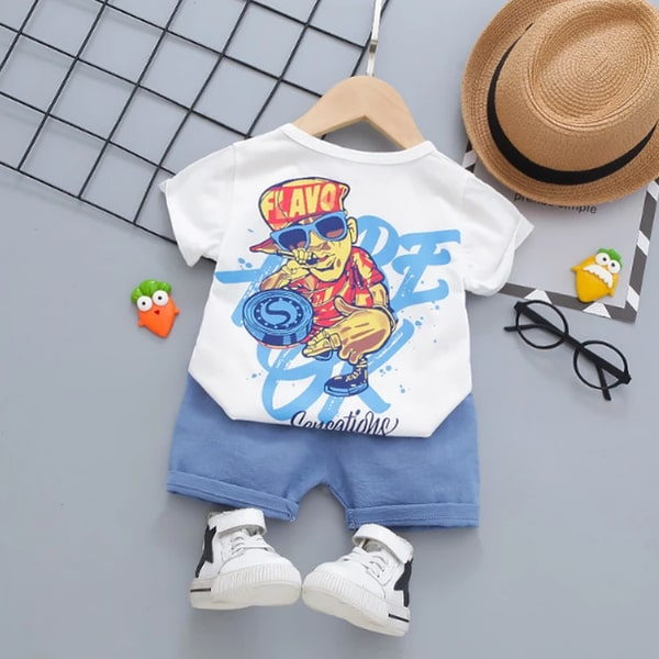 2pcs Cotton Short-Sleeve Baby Boy Street Style Baby's Sets