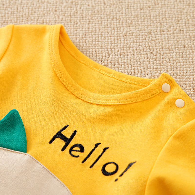 Baby Boy Hello Print Long-sleeve Jumpsuit