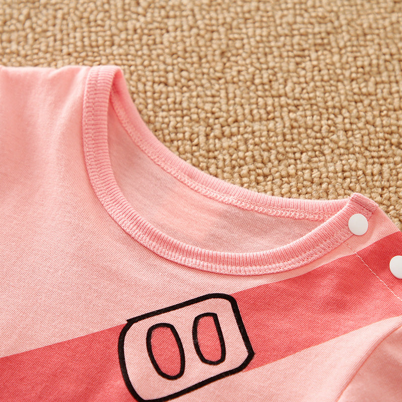 Baby Girl Crossbody Bag Design Short-sleeve Jumpsuit