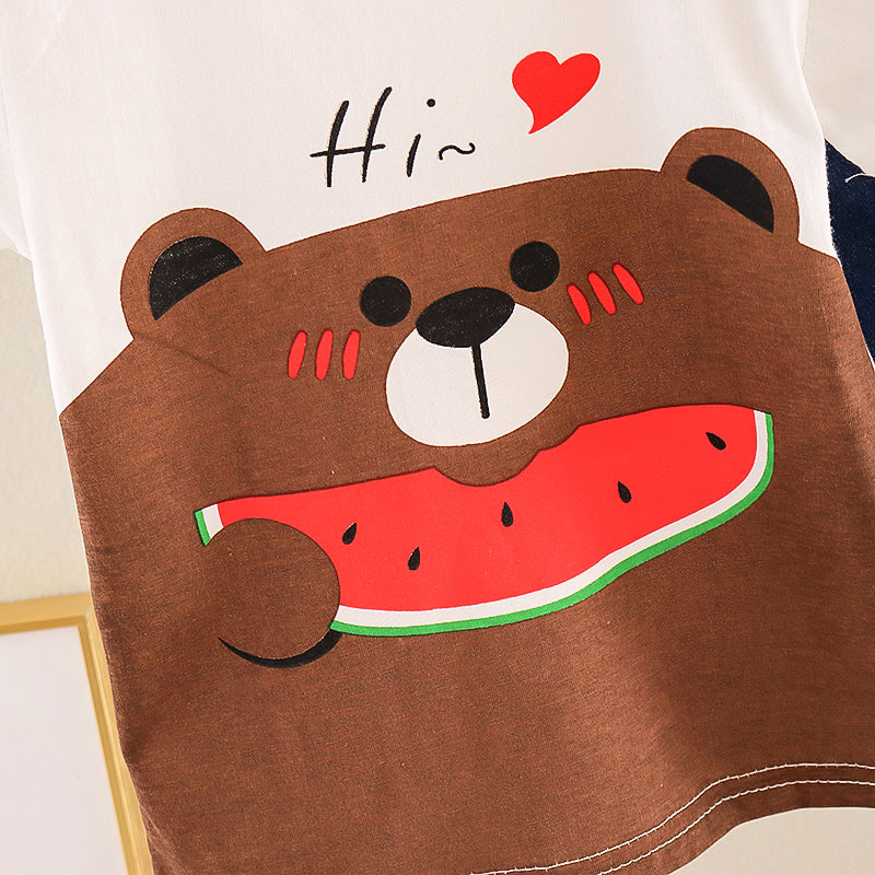 2-Piece Bear and Watermelon Print Baby Boy Set