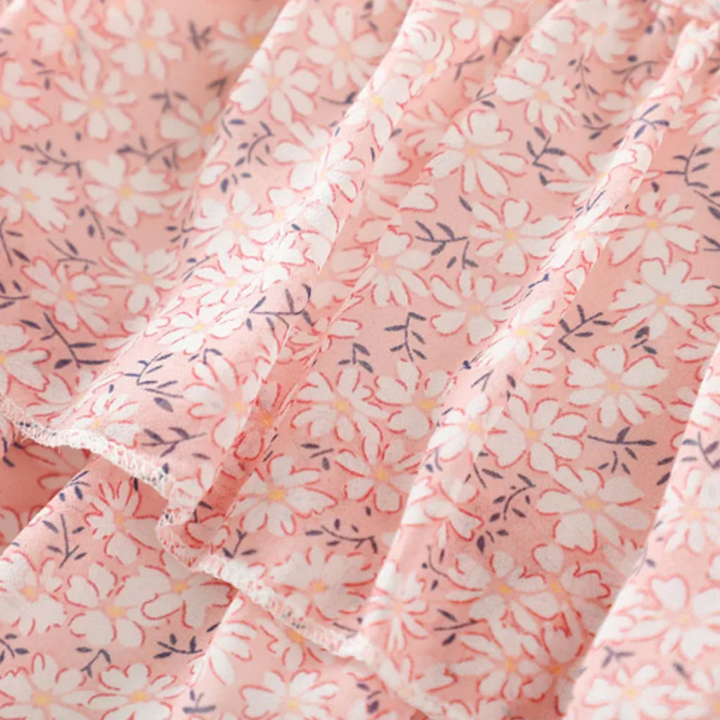 Baby Girl Floral Print Flounce Layered Sleeveless Tank Top & Shorts Set