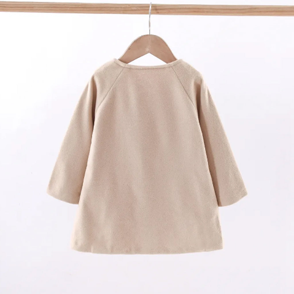 Toddler Girl Button Design Raglan Sleeve Solid Jacket Coat