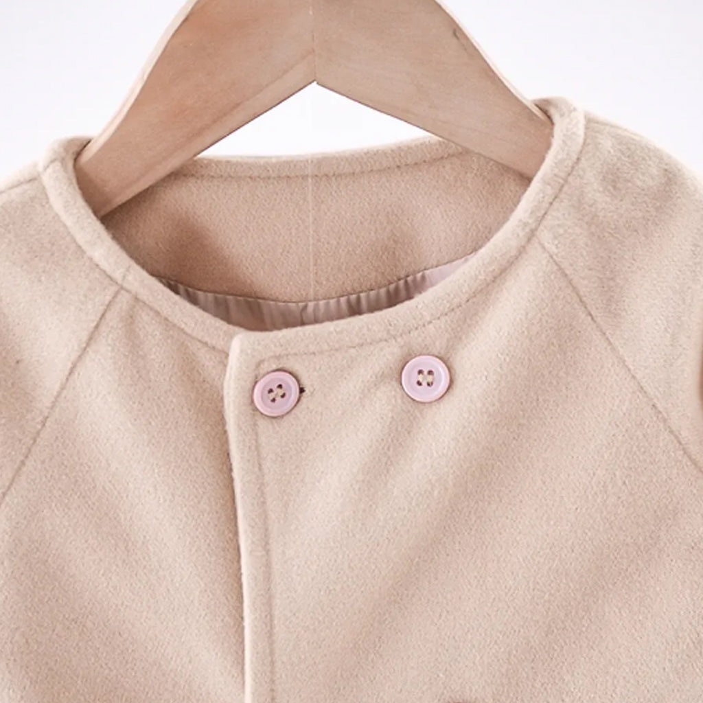 Toddler Girl Button Design Raglan Sleeve Solid Jacket Coat