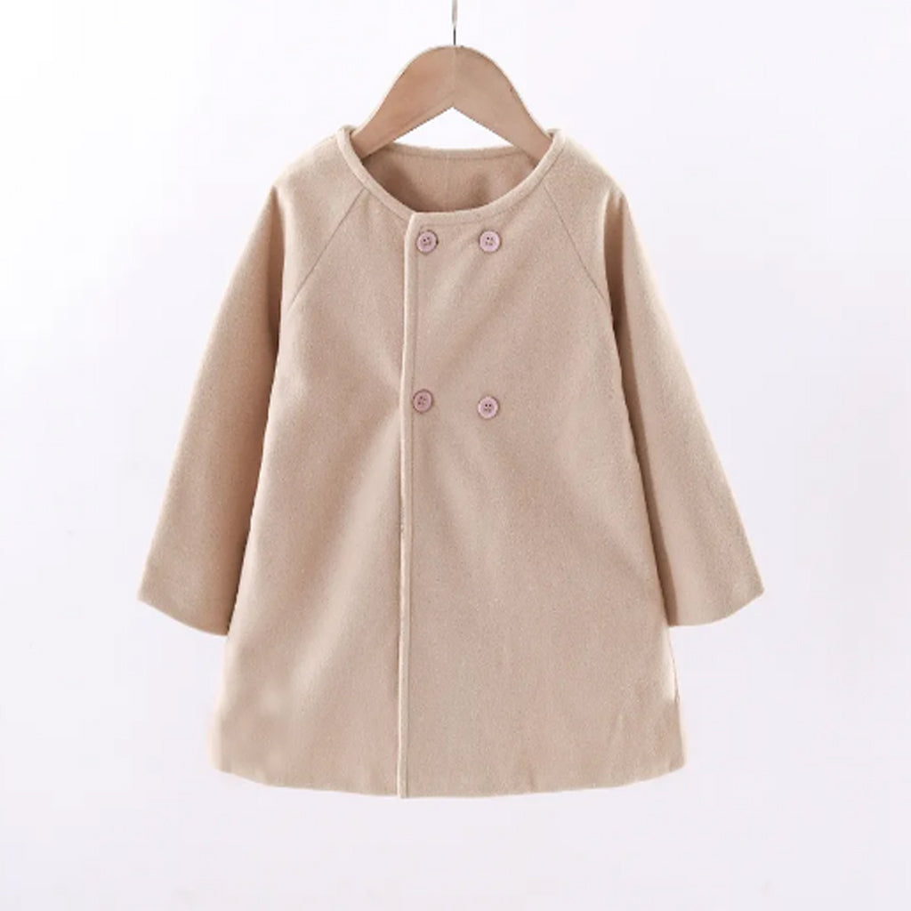 Toddler Girl Button Design Raglan Sleeve Solid Jacket Coat