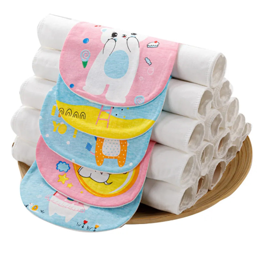 5 pack Baby Sweat absorbent Towel Gauze Sweat Pad Back Towel for Infant Toddler Newborn Kindergarten Baby Random Pattern