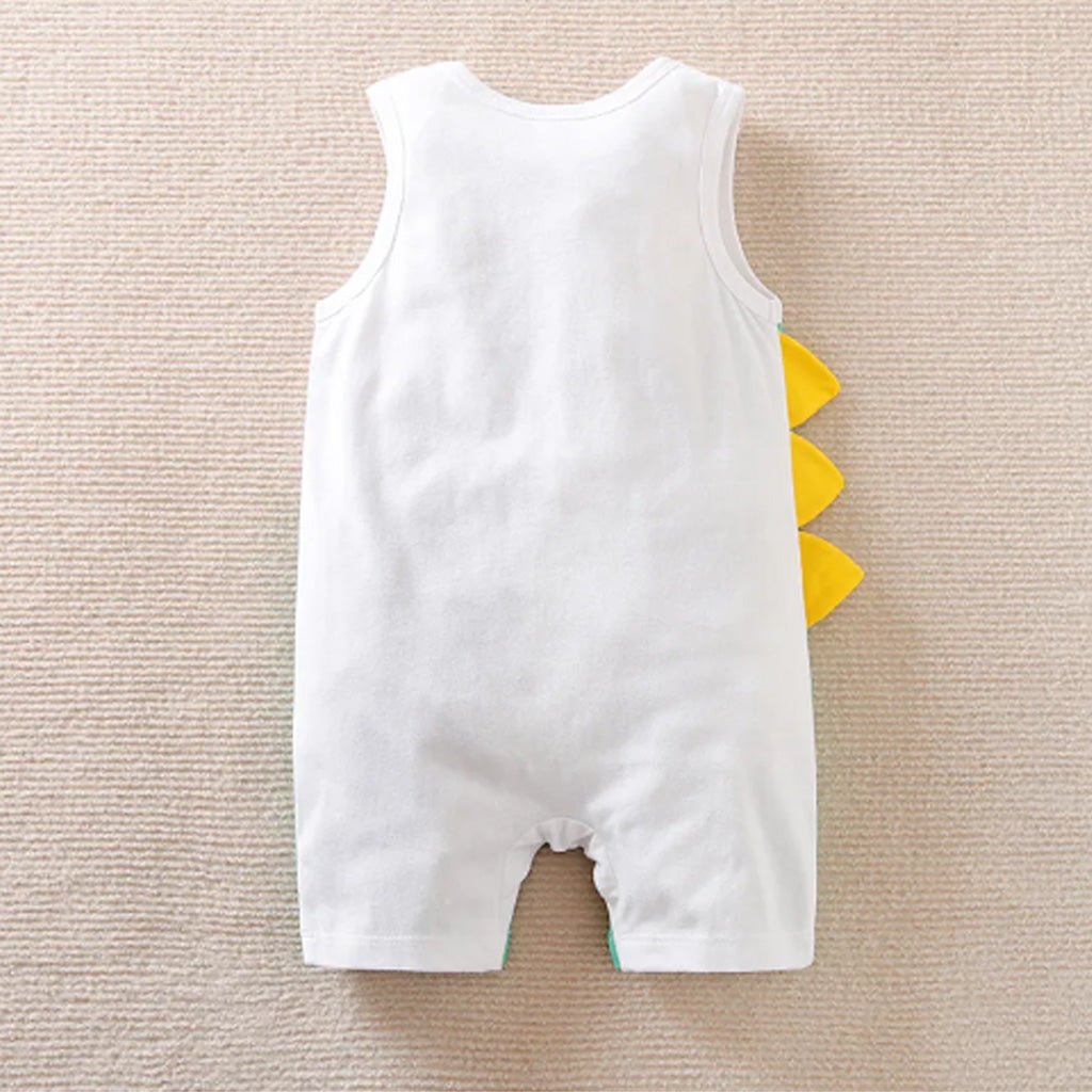 100% Cotton Baby Boy Cartoon Crocodile and Letter Print Sleeveless Tank Romper