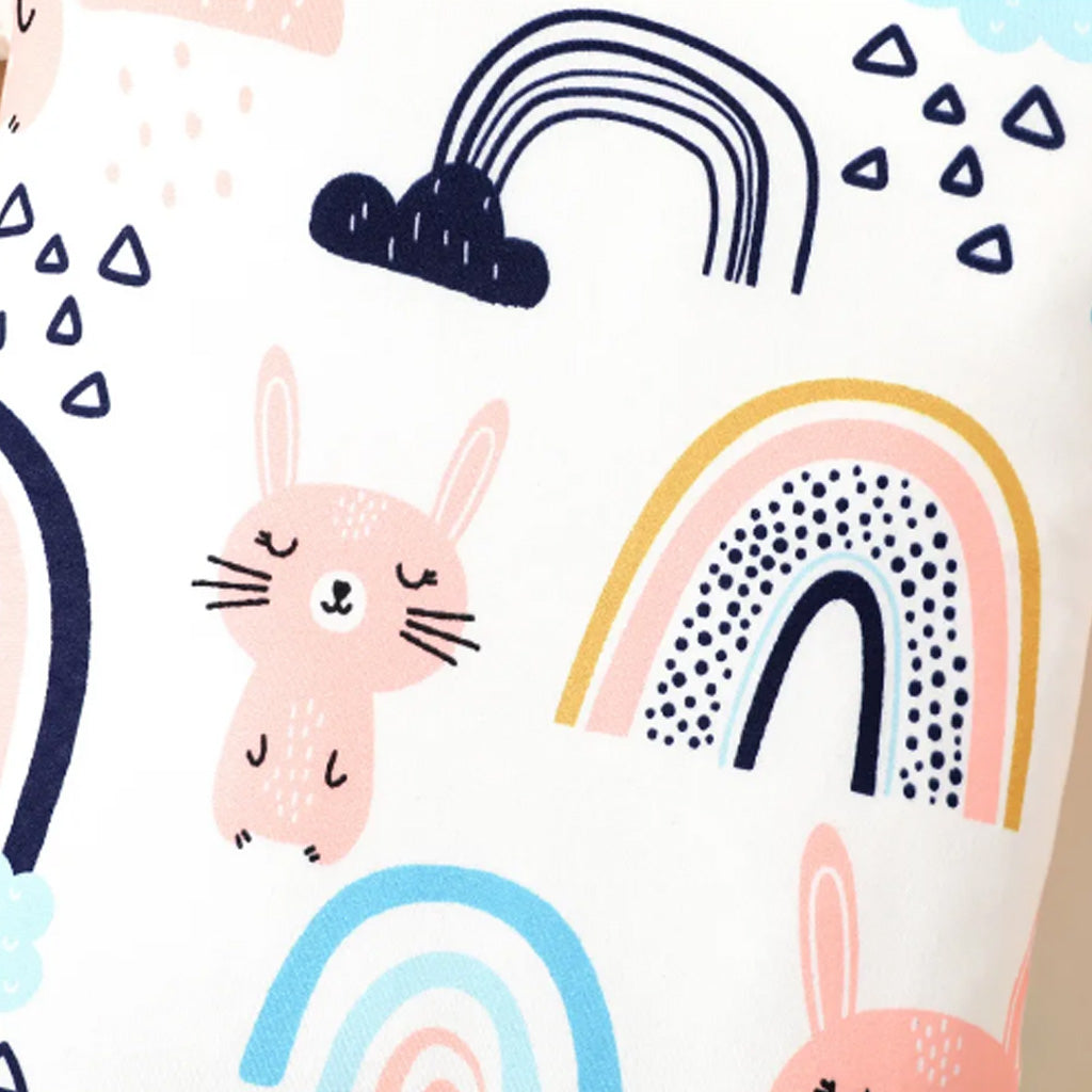 Baby Girl Cartoon Rabbit Print Short-sleeve Romper