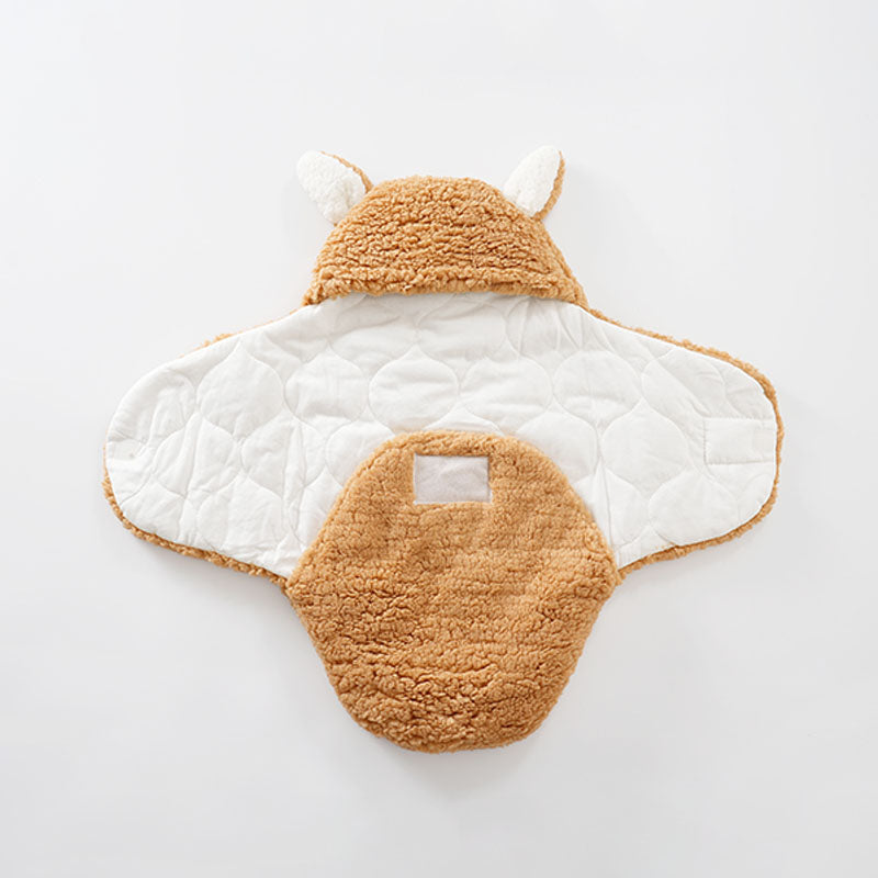 Baby Blanket Swaddle Wrap Winter Cotton Plush Hooded Sleeping Bag