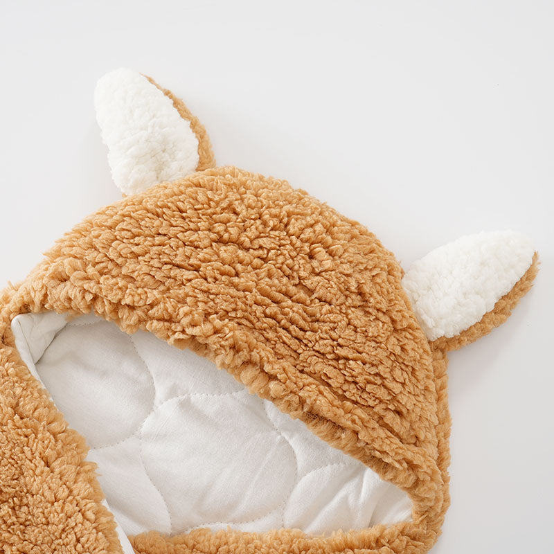 Baby Blanket Swaddle Wrap Winter Cotton Plush Hooded Sleeping Bag