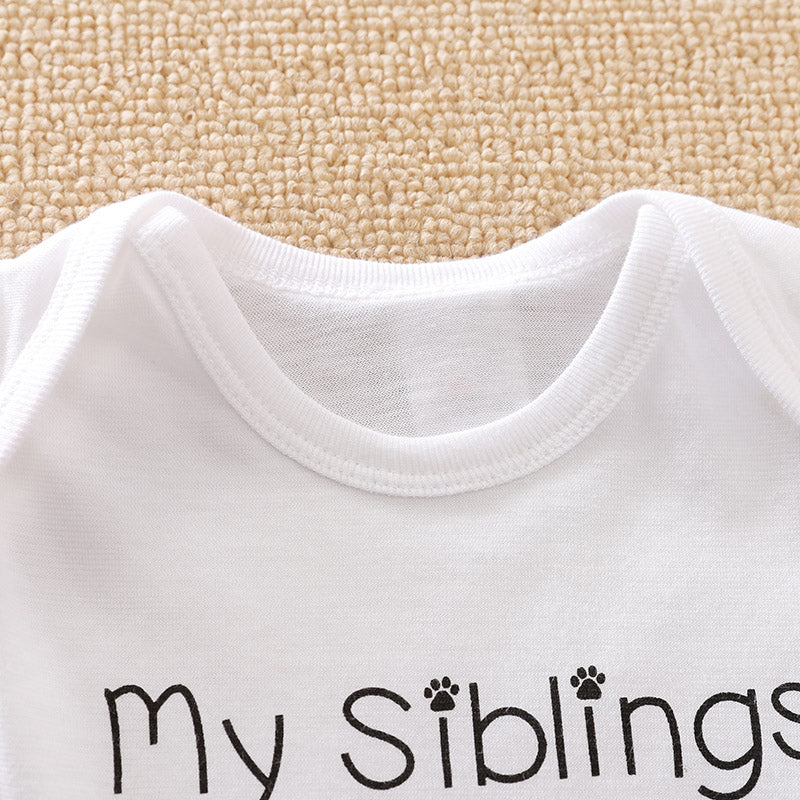 Interesting "My Siblings Have Paws" Short-sleeve Bodysuit for Babys